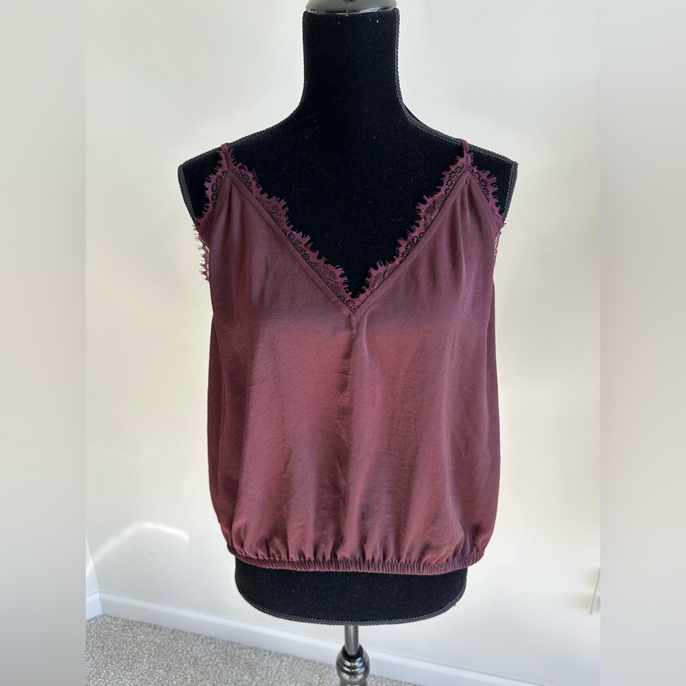Women’s Express Wine V-Neck Lace‎ Crop Tank